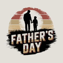 A heartwarming tribute to fathers on Father’s Day, featuring a silhouette of a father and son against a serene sunset