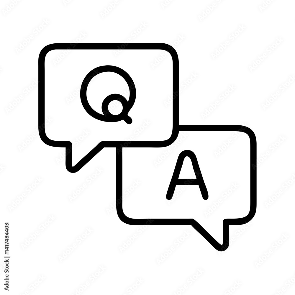 Poster questions and answers faq icon vector illustration qa support help information bubble outline design