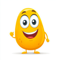 Cartoon yellow potato character smiling on white background
