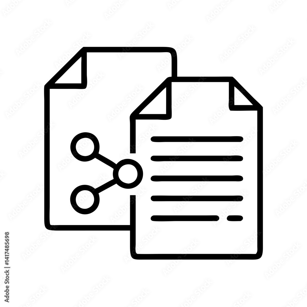 Poster document sharing and collaboration icon for file management and data connection network system