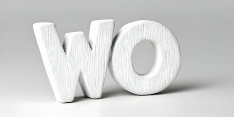 White Wooden Letters WO 3D Render