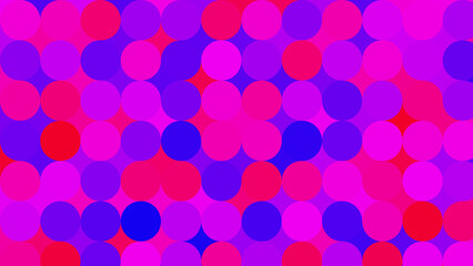 A vibrant pattern of overlapping circles in shades of pink, purple, and red, creating a lively and abstract design.