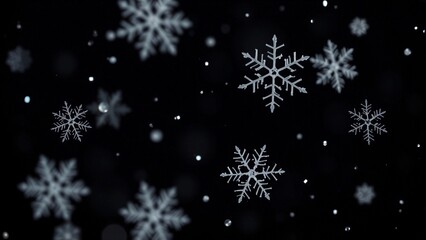 Capture the enchanting beauty of falling snowflakes against a dark, starry backdrop. Each delicate, intricate snowflake is uniquely formed, creating a magical and serene winter scene. Perfect for addi