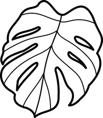 Monstera leaf outline doodle