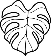 Monstera leaf outline doodle
