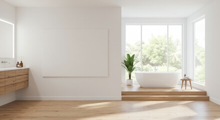 Minimalist Bathroom with Blank Wall Mockup