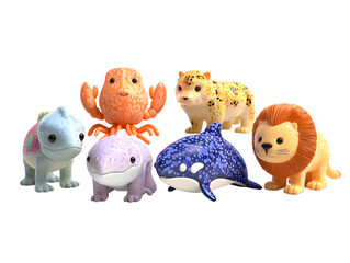 Naklejka premium Colorful animal figurines toy set design for kids