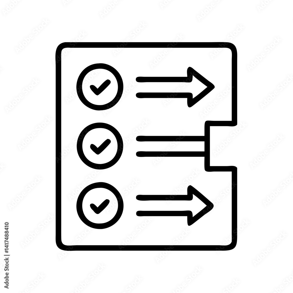 Poster checklist process flow diagram icon vector illustration for task management and workflow design
