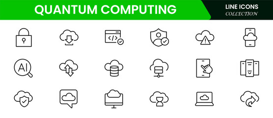Quantum computing icons set. style icons with various colors. For signs, symbols, web design, or web graphics.