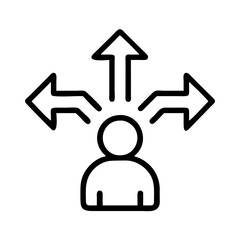 Decision making process icon showing choice options for business strategy and direction forward