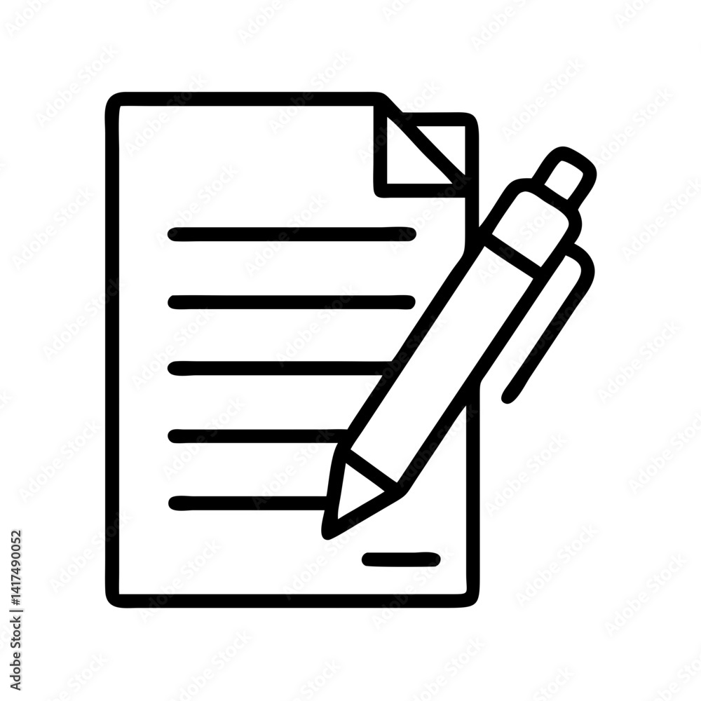 Poster paper document with pen vector icon for writing and editing content concept design template