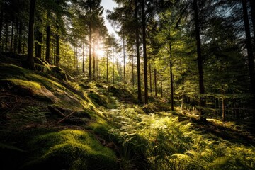 Obraz premium Sunlit Forest Path