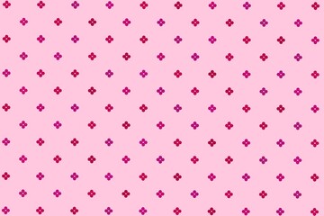 Red and pink polka dots, leaf, clover, flower pattern on pastel background. Bright design for fabric, textile, banner, wrapping, etc.