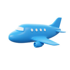 Blue Airplane on White Background