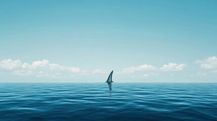 Obraz premium Ocean's Mystery: A Shark Fin in the Vast Blue