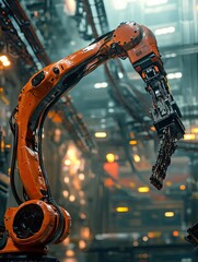 Robotic Arm in Industrial Factory.