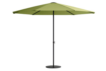 Green patio umbrella isolated on PNG transparent background, cut out