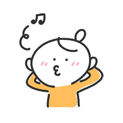 口笛を吹く女性・ご機嫌・ごまかす・能天気