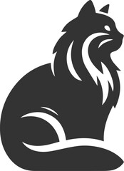 Cute cat sitting back animal vector silhouette