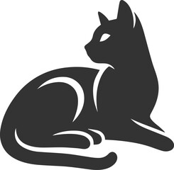 Cute cat sitting back animal vector silhouette