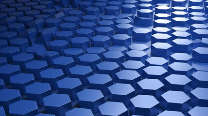 Naklejka premium seamless blue hexagonal grid pattern with depth perspective for technology, data and digital concept backgrounds 