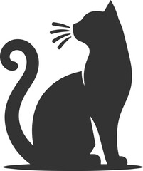 Cute cat sitting back animal vector silhouette