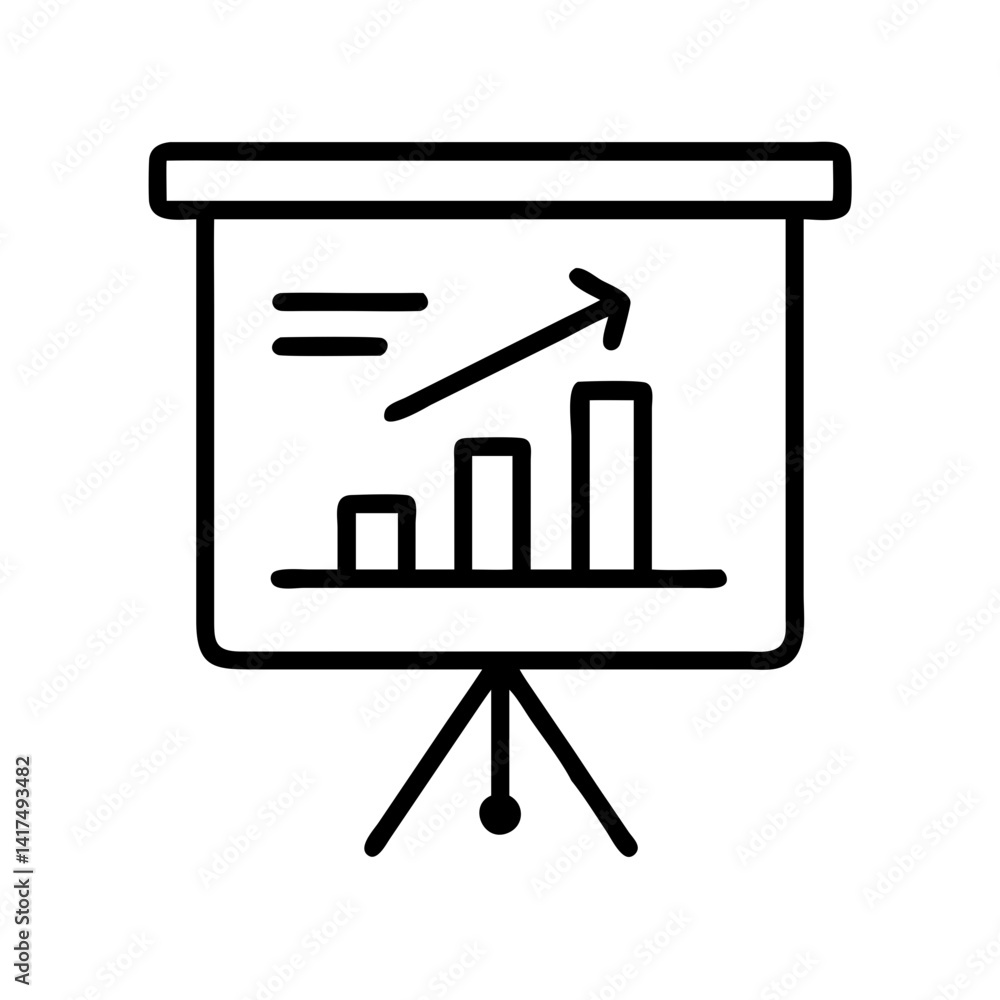 Poster presentation board with growth chart for business strategy and financial performance analysis