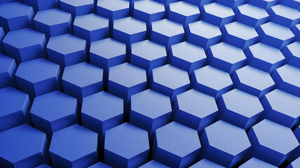 Fototapeta premium deep blue metallic honeycomb texture with hexagonal cells forming technical geometric pattern for tech backgrounds 