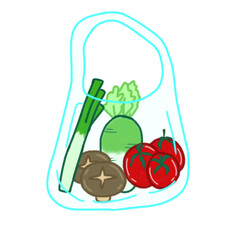 vegetables on a bag and shopping groceries