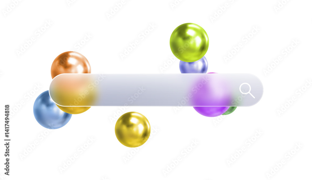 Fototapete glass search bar transparent web button. website ui page frame design. vector sign element design. f