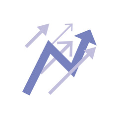 Blue arrows of business sales growth. Business success graph chart with arrows. Pastel vector illustration design.	
