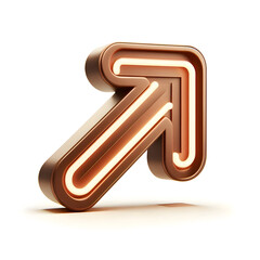 simple 3d brown neon Arrow shape isolated on white background