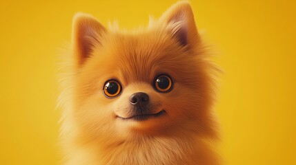 Obraz premium Cute Pomeranian dog with joyful expression.