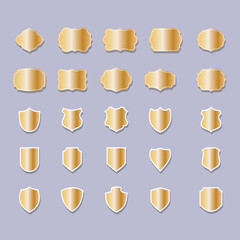 Elegant Gold Design Elements: Badges and Shields for Various Uses