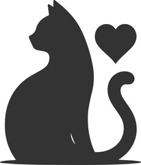Cute cat sitting back animal vector silhouette