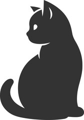 Cute cat sitting back animal vector silhouette
