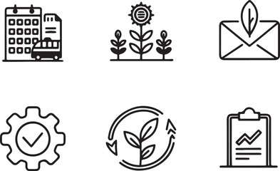 Set of 6 outline icons related to return or back. Linear icon collection. Editable stroke line art. Vector illustration.