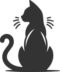 Cute cat sitting back animal vector silhouette
