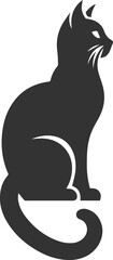 Cute cat sitting back animal vector silhouette