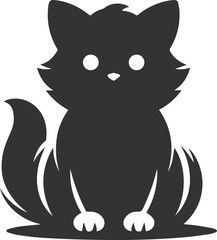 Cute cat sitting back animal vector silhouette