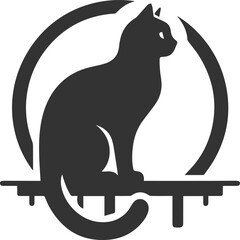 Cute cat sitting back animal vector silhouette