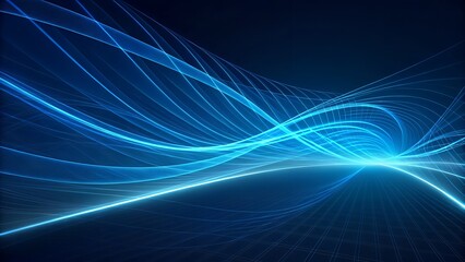 Futuristic Abstract Blue Light Waves – Technology Background, Data Flow, Fiber Optic, Digital Network, Speed Motion, AI, 5G Internet, Cyber Space, Glowing Lines, Innovation, Science Tech Concept