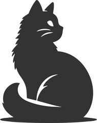 Cute cat sitting back animal vector silhouette