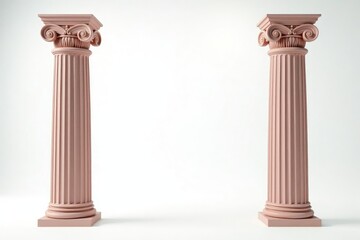 Fototapeta premium Elegant Roman-style column detail against pure white backdrop, elegant, art