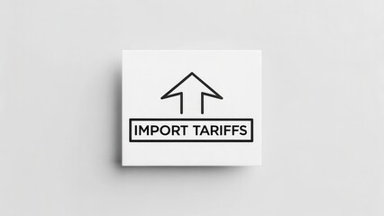 Import Tariffs and trade war policy. Sign indicating an increase in import tariffs with an upward arrow design.