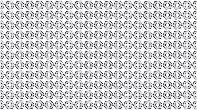 Seamless hex nut pattern on white background