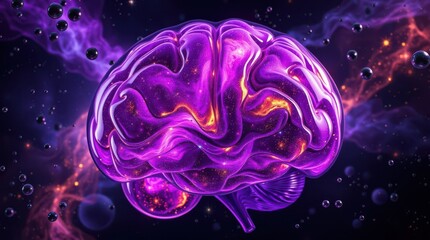 Cosmic Neural Brain with Galaxy Swirls and Futuristic Sci-Fi Glow