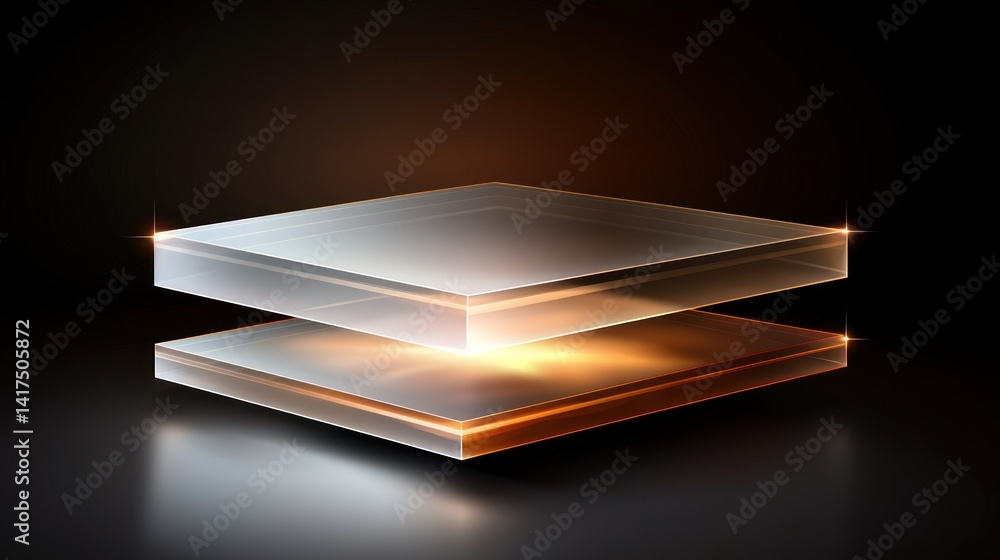 Poster abstract glowing square podium display on dark background