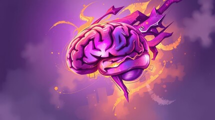 Cosmic Neural Brain with Galaxy Swirls and Futuristic Sci-Fi Glow