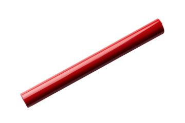 Shiny, red cylinder isolated on PNG transparent background, cut out
